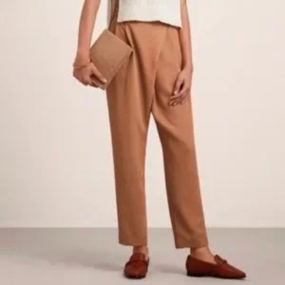 Aritizia Wilfred camel tan Messaux crossover belted trouser pants - XS - Picture 4 of 7